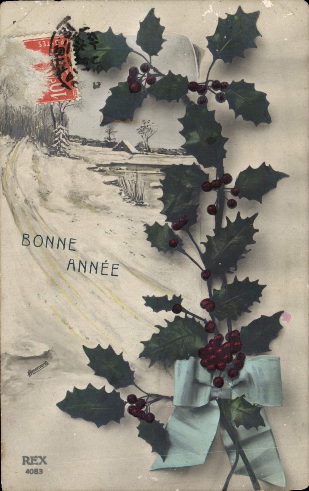 Flores de la fantasía de la POSTAL de la VENDIMIA