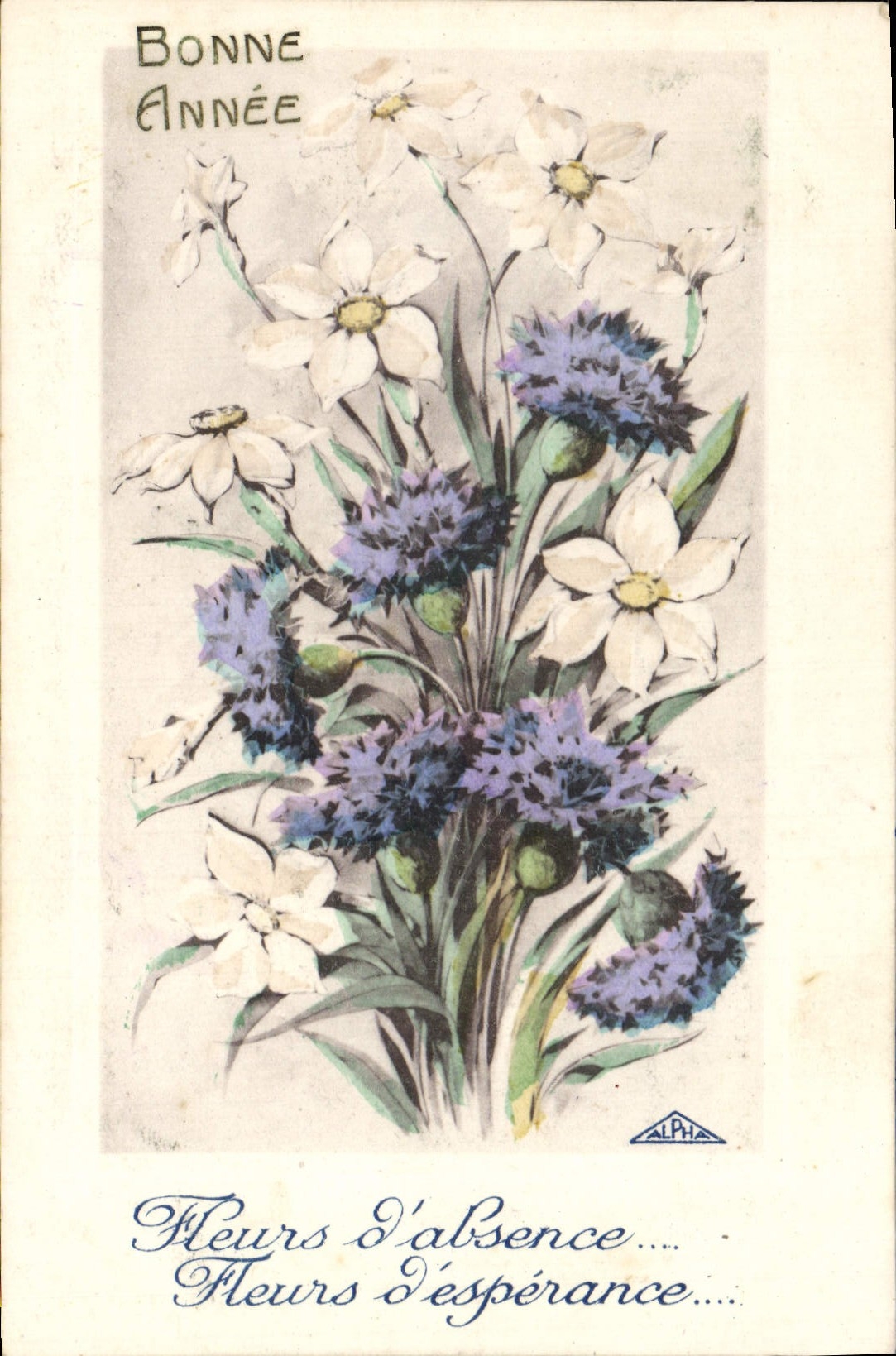 Flores de la fantasía de la POSTAL de la VENDIMIA