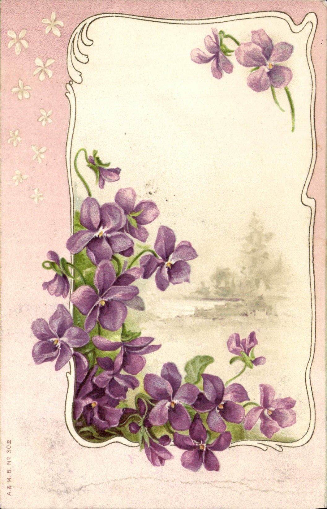 Flores de la fantasía de la POSTAL de la VENDIMIA