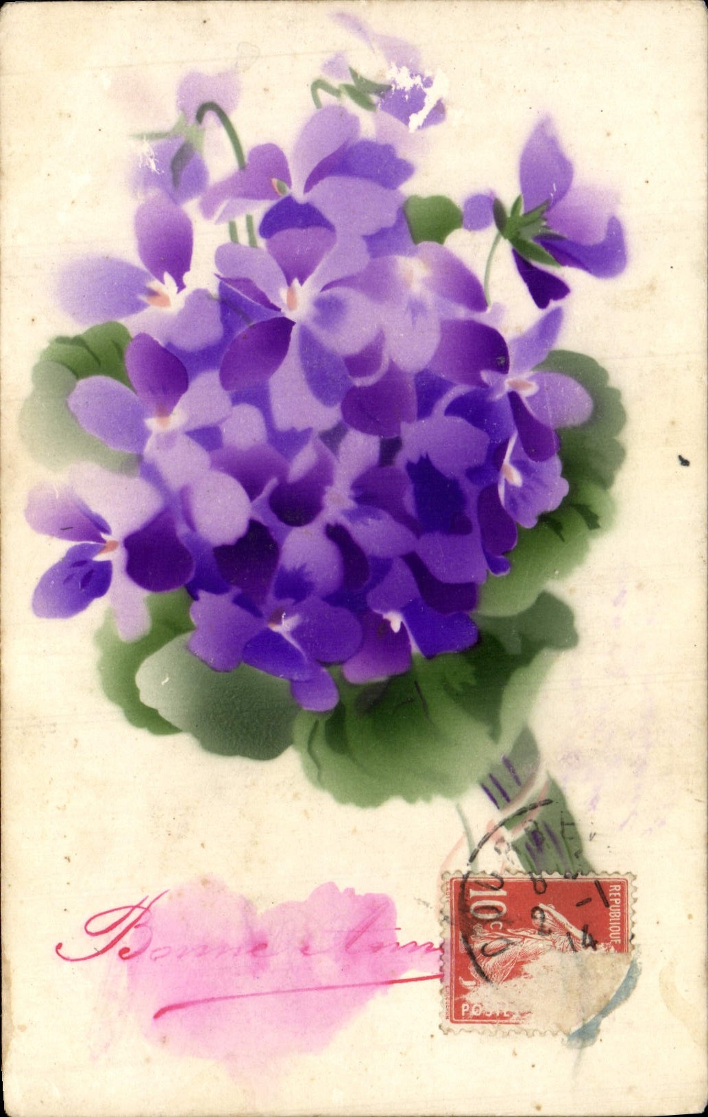 Flores de la fantasía de la POSTAL de la VENDIMIA