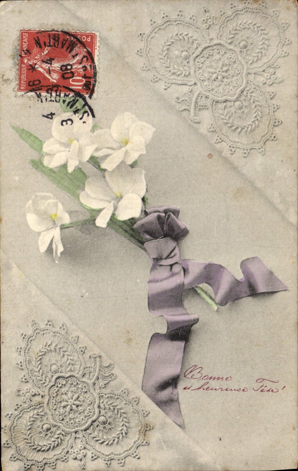 Flores de la fantasía de la POSTAL de la VENDIMIA