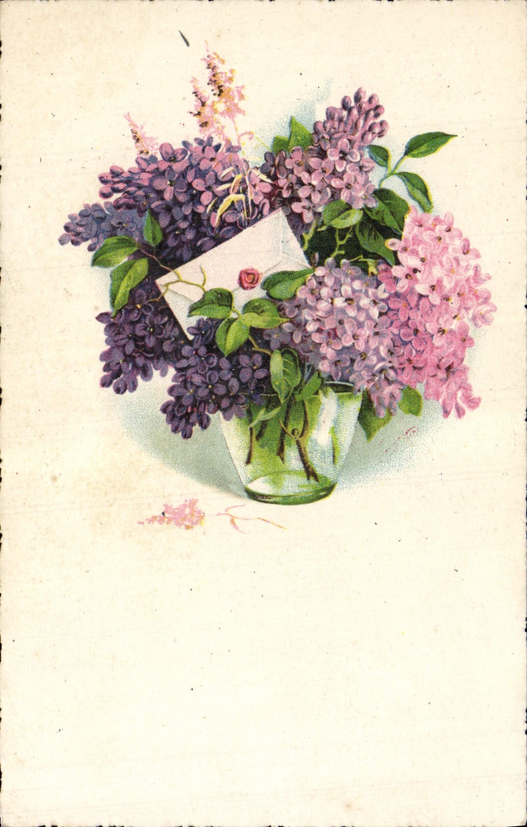 Flores de la fantasía de la POSTAL de la VENDIMIA