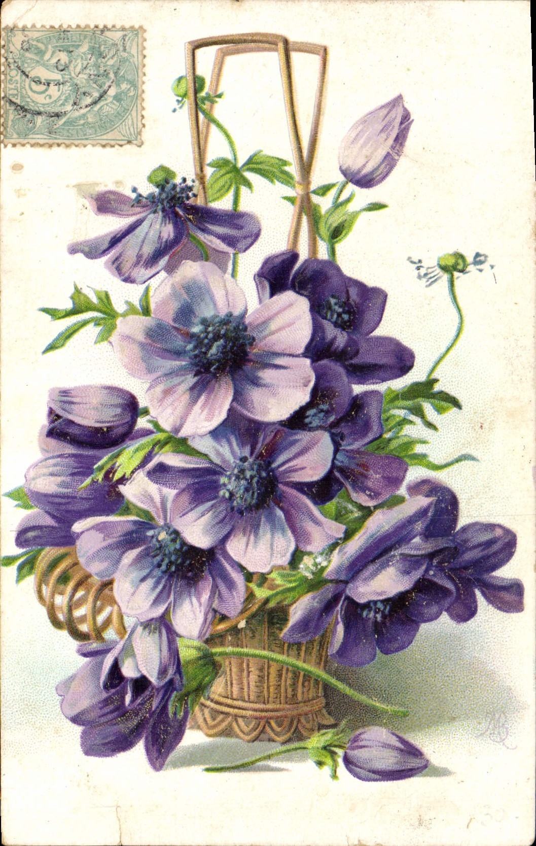 Flores de la fantasía de la POSTAL de la VENDIMIA