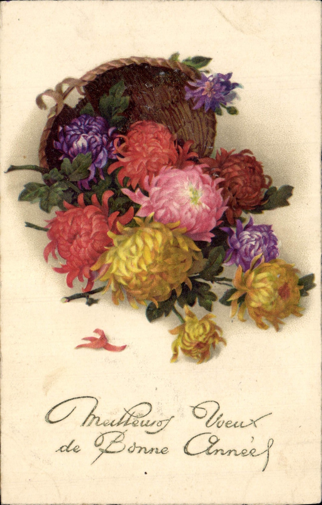 Flores de la fantasía de la POSTAL de la VENDIMIA