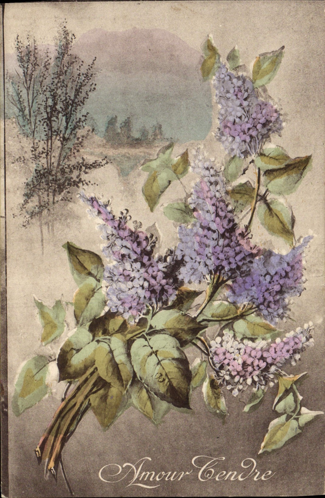 Flores de la fantasía de la POSTAL de la VENDIMIA