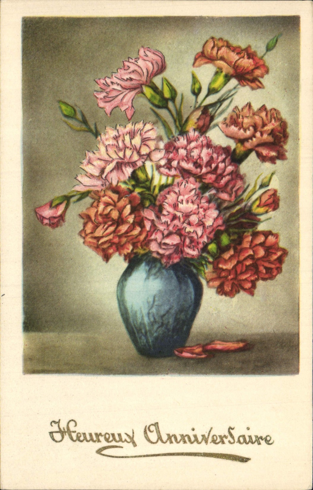 Flores de la fantasía de la POSTAL de la VENDIMIA
