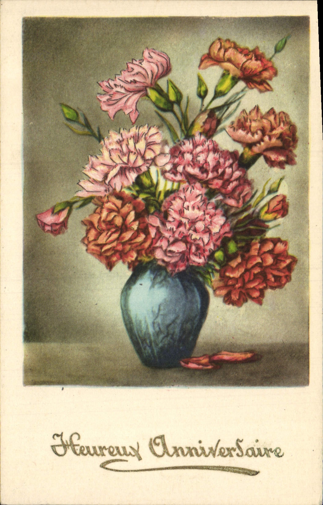 Flores de la fantasía de la POSTAL de la VENDIMIA