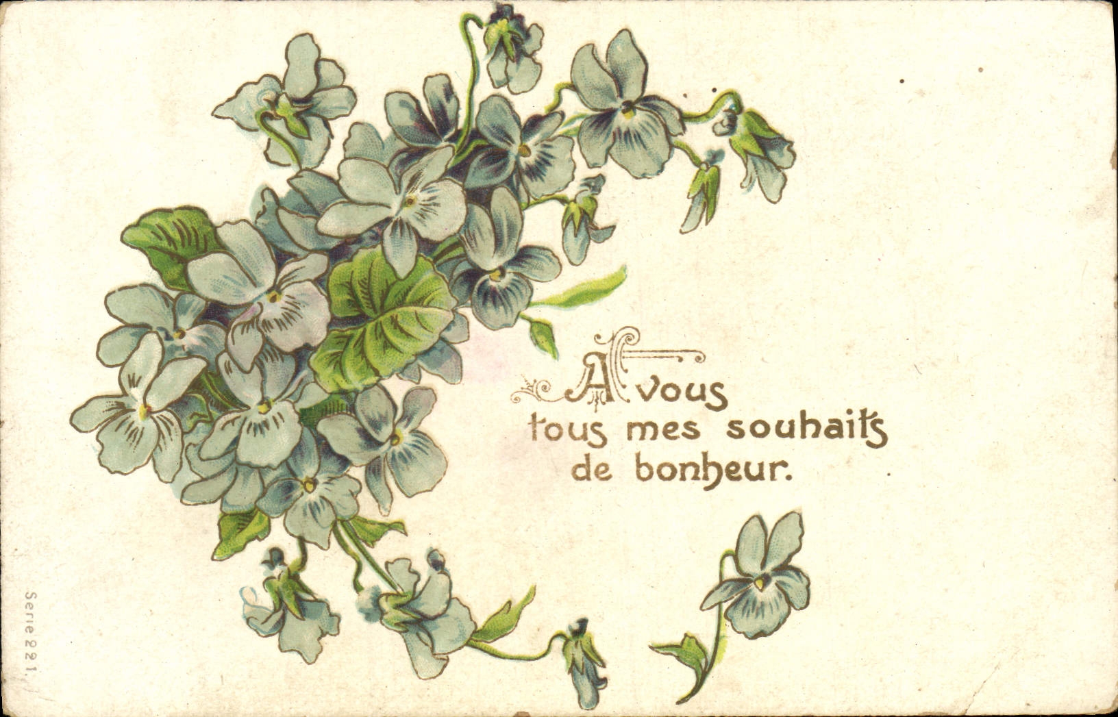 Flores de la fantasía de la POSTAL de la VENDIMIA