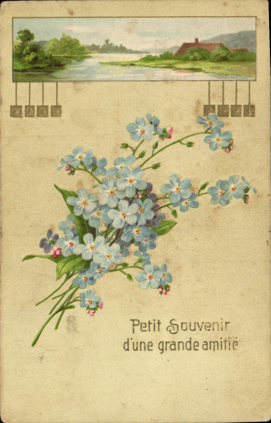 Flores de la fantasía de la POSTAL de la VENDIMIA