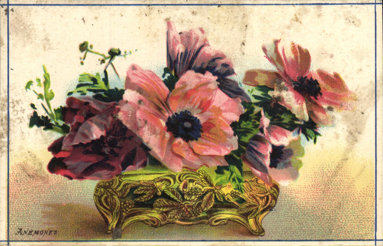 Flores de la fantasía de la POSTAL de la VENDIMIA