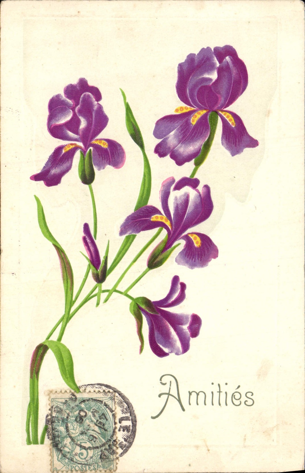 Flores de la fantasía de la POSTAL de la VENDIMIA