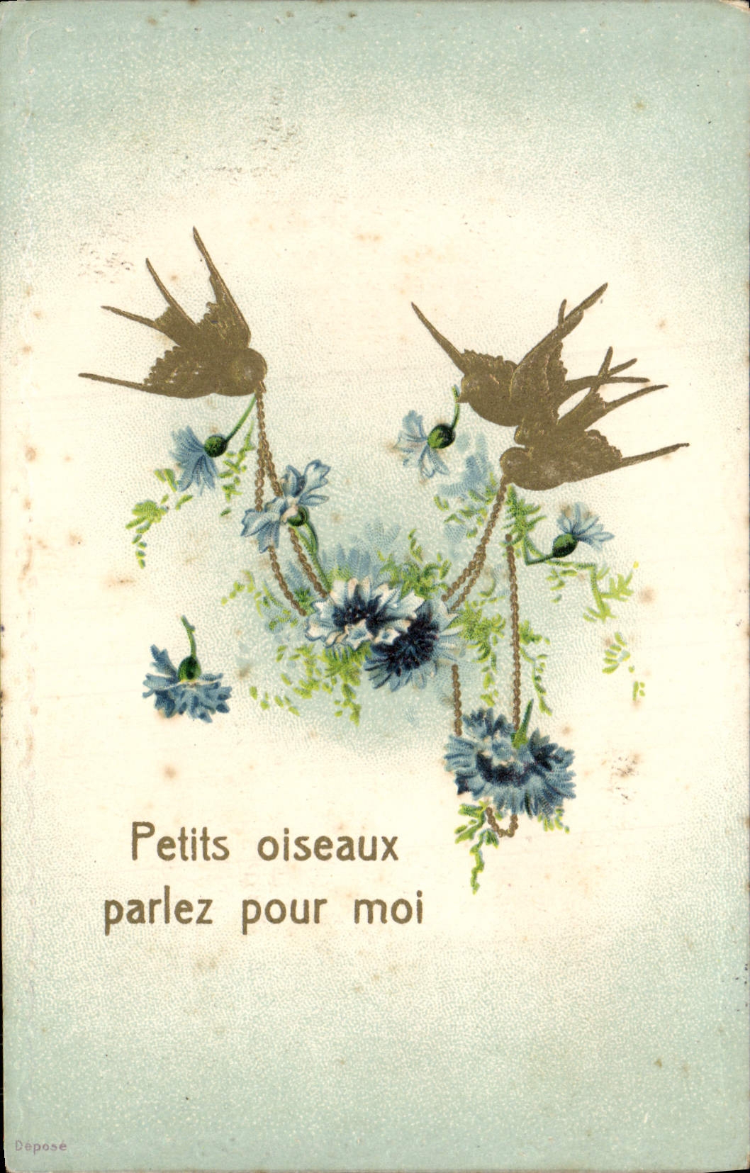 Flores de la fantasía de la POSTAL de la VENDIMIA