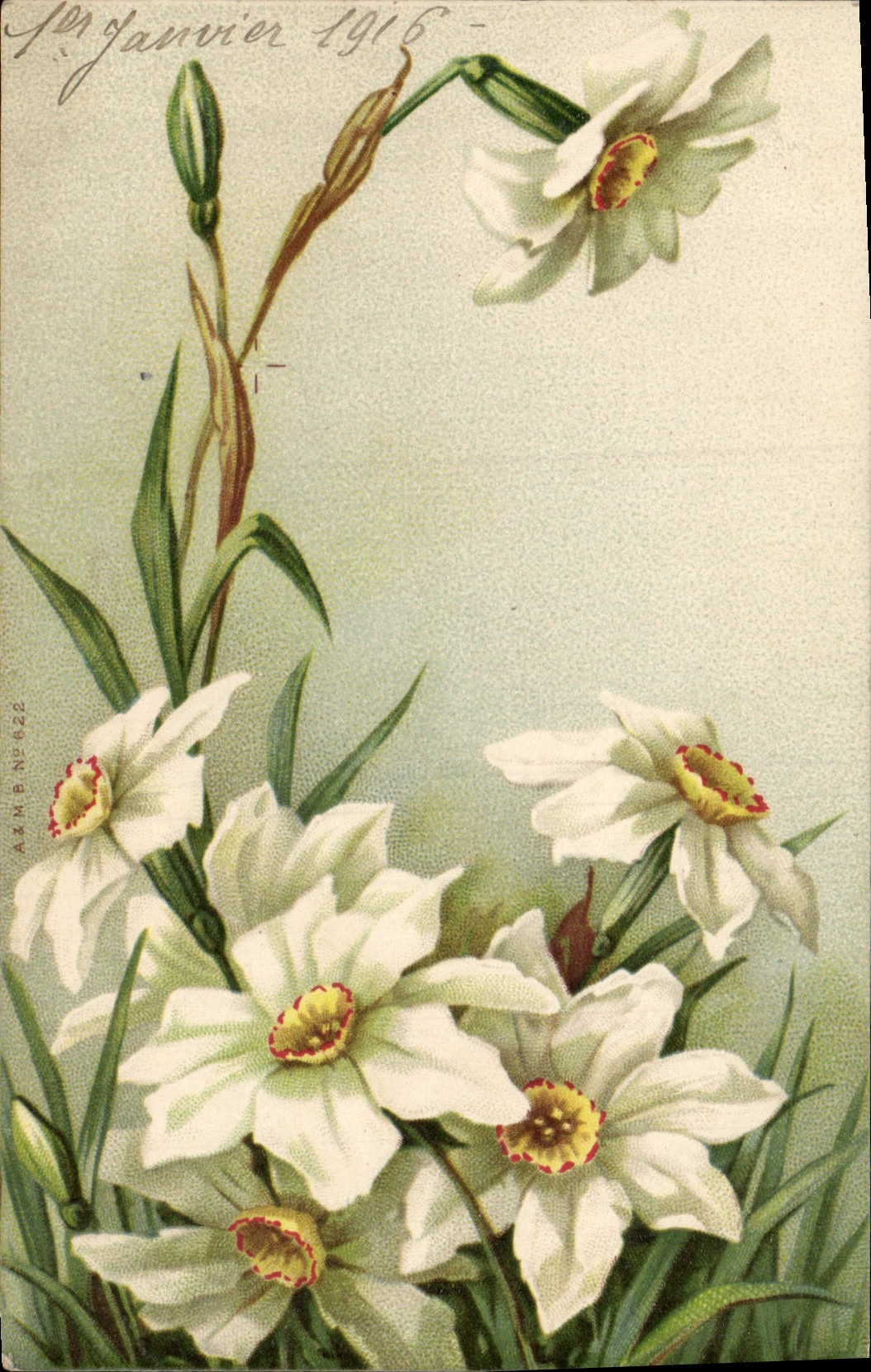 Flores de la fantasía de la POSTAL de la VENDIMIA