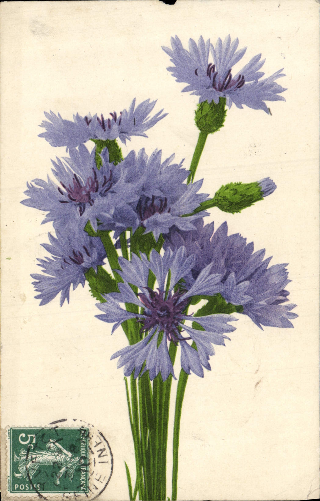 Flores de la fantasía de la POSTAL de la VENDIMIA