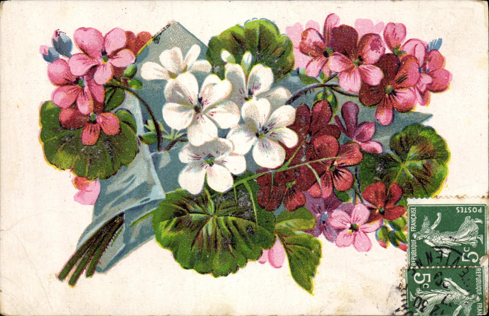 Flores de la fantasía de la POSTAL de la VENDIMIA