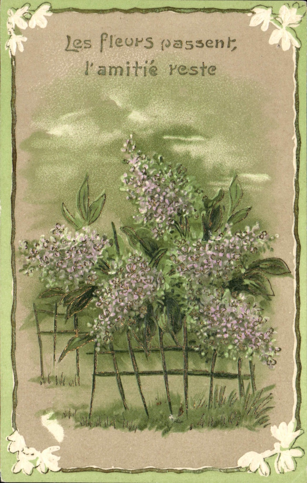 Flores de la fantasía de la POSTAL de la VENDIMIA