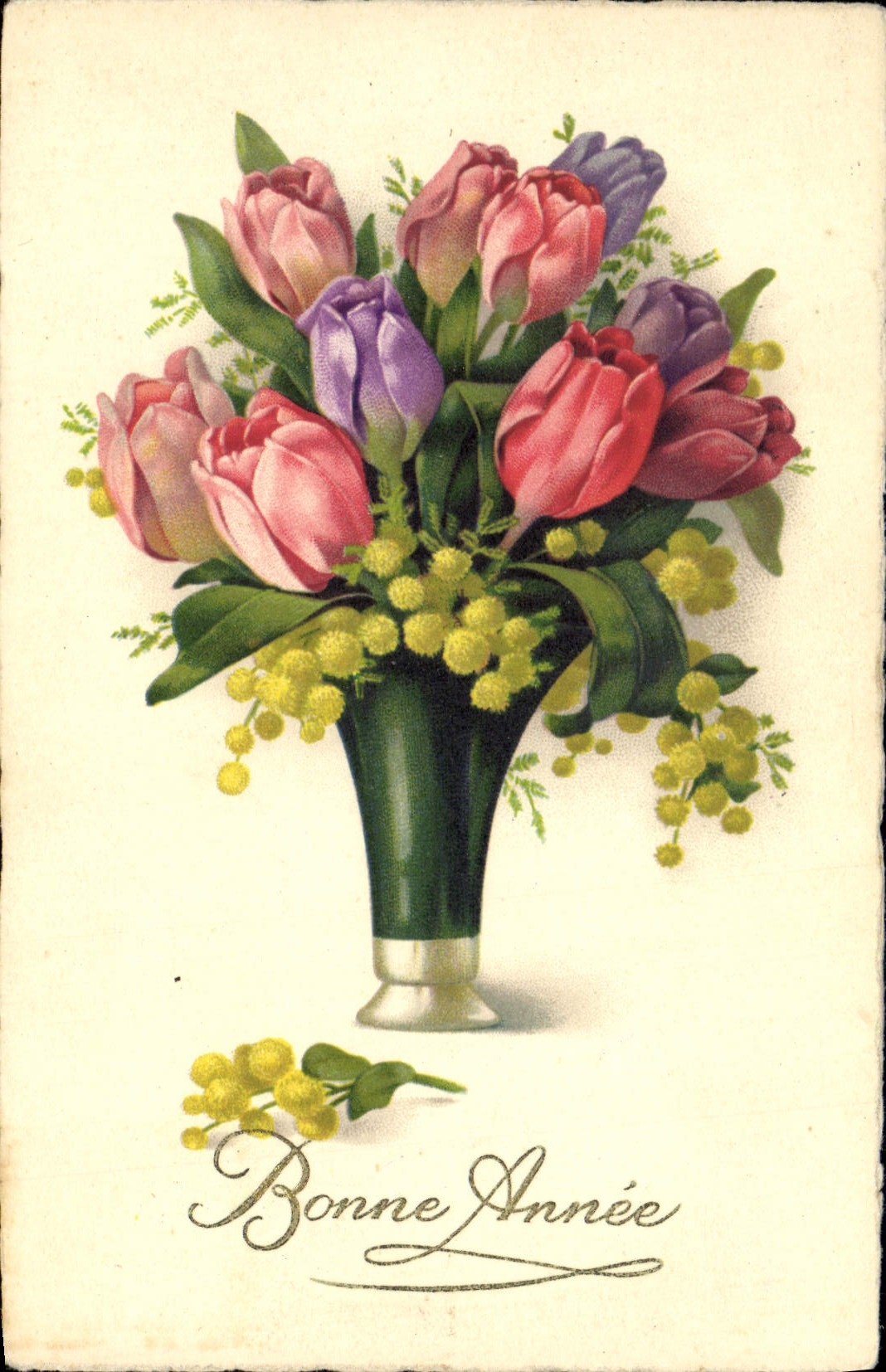 Flores de la fantasía de la POSTAL de la VENDIMIA