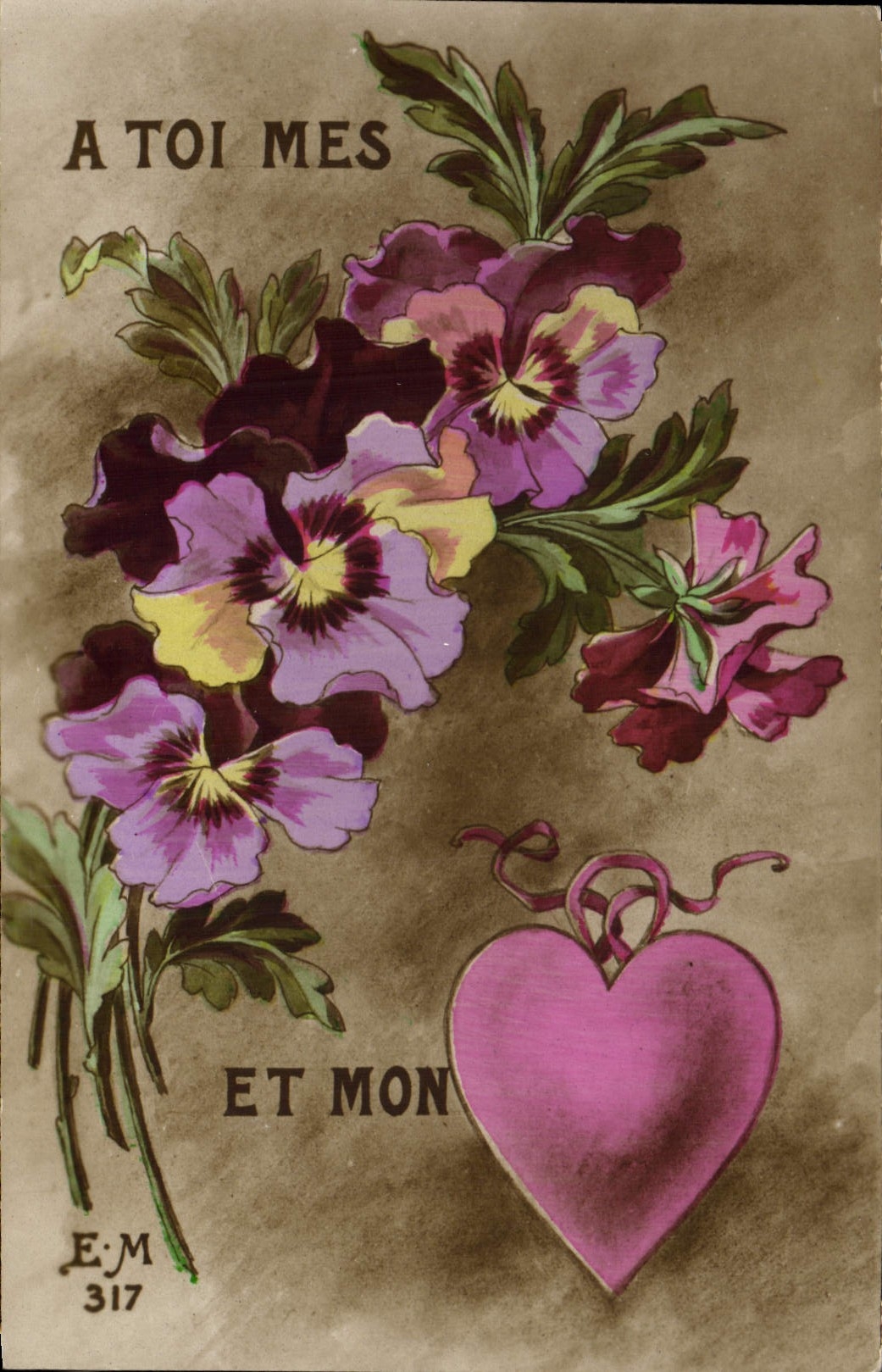 La fantasía de la POSTAL de la VENDIMIA florece el corazón