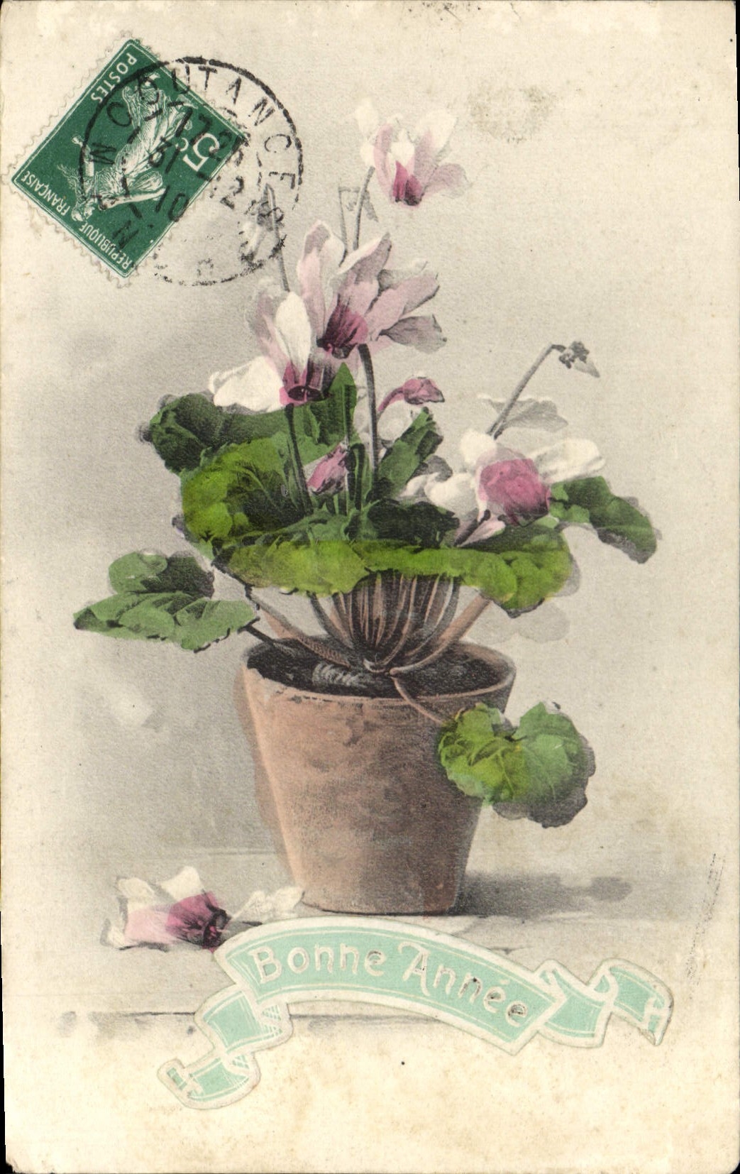 Flores de la fantasía de la POSTAL de la VENDIMIA