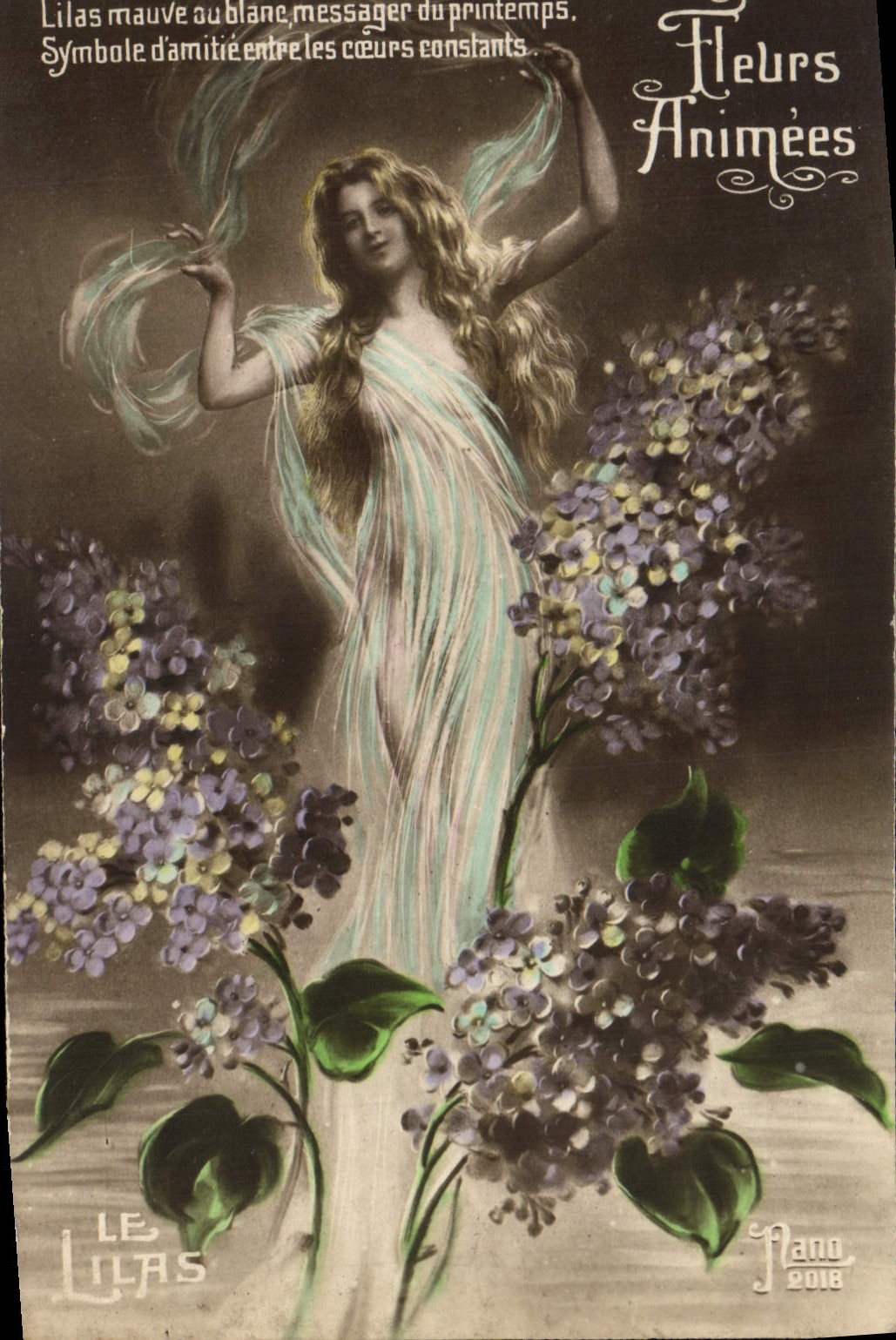 CPA Fantaisie Fleurs Femme Fleurs animees