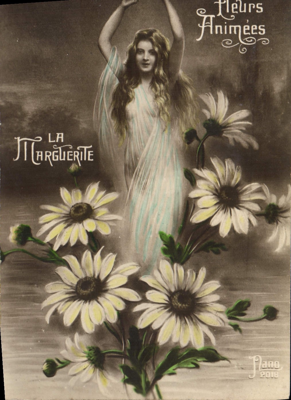 CPA Fantaisie Fleurs Femme Fleurs animees