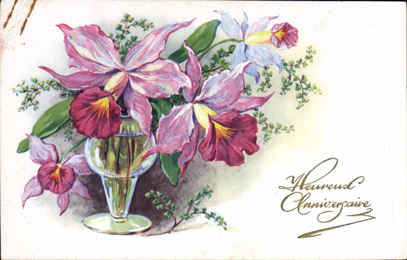 Flores de la fantasía de la POSTAL de la VENDIMIA