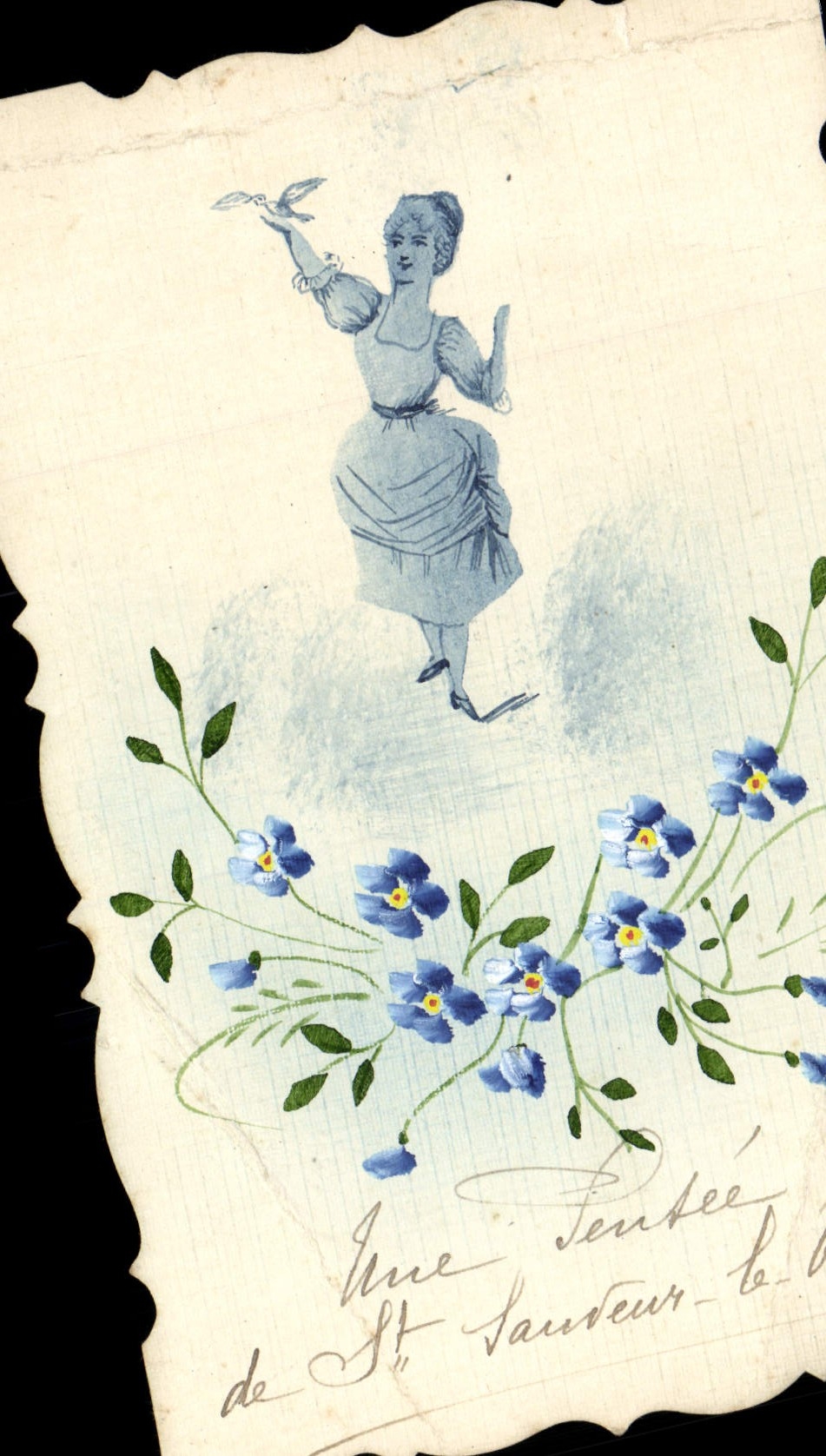 Flores de la fantasía de la POSTAL de la VENDIMIA