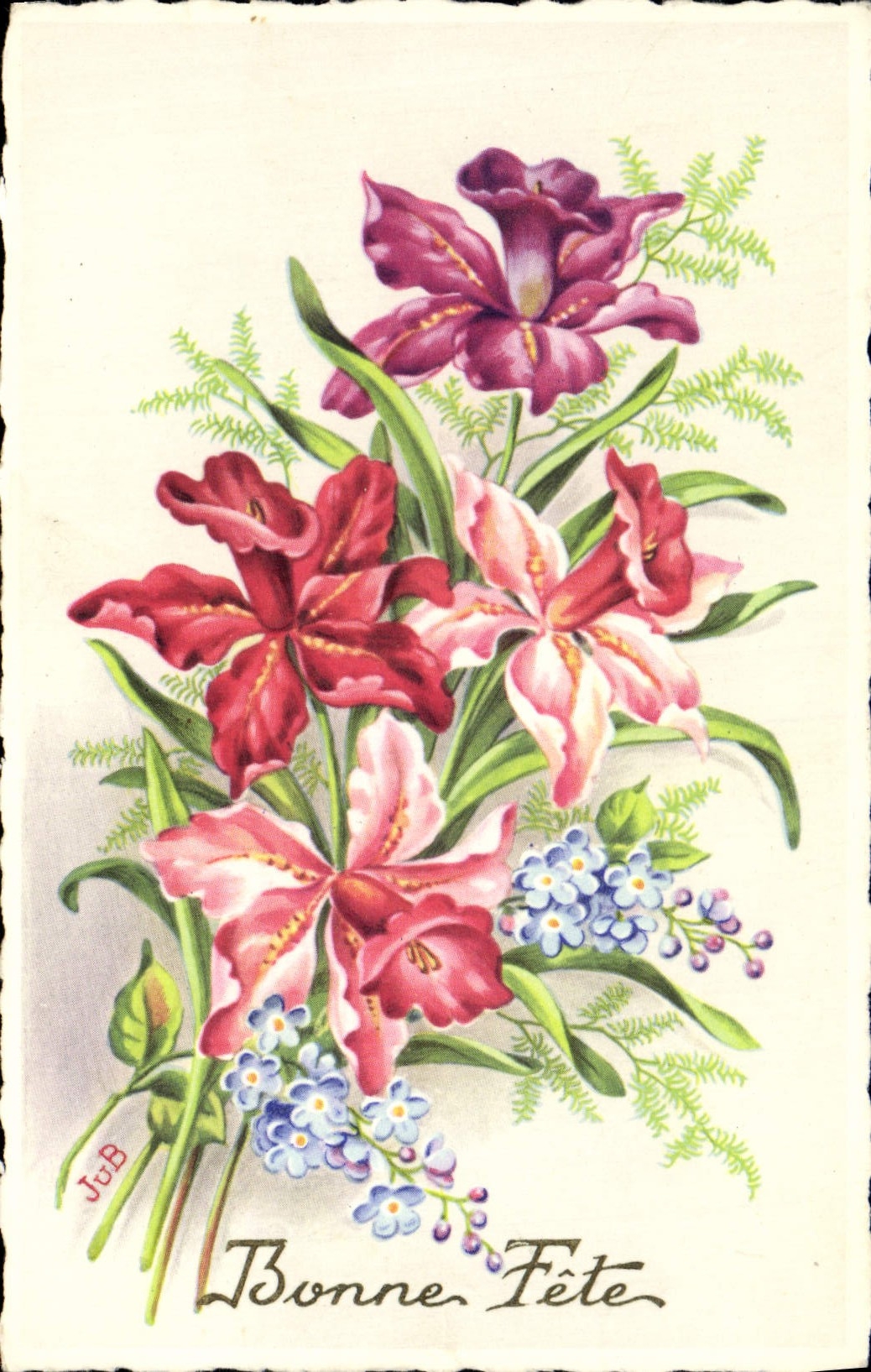 Flores de la fantasía de la POSTAL de la VENDIMIA