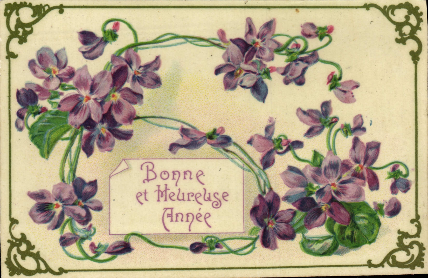 Flores de la fantasía de la POSTAL de la VENDIMIA