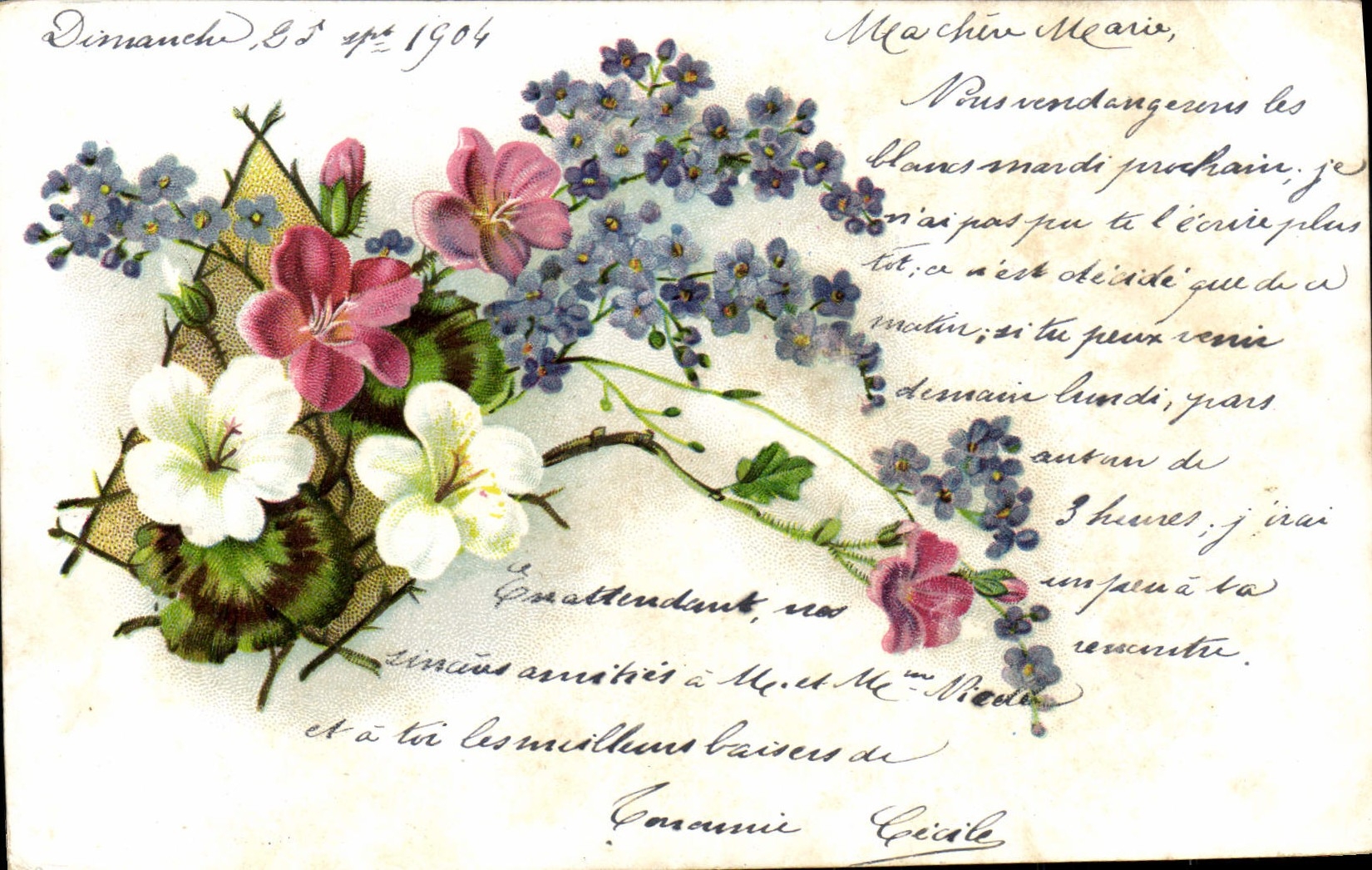Flores de la fantasía de la POSTAL de la VENDIMIA