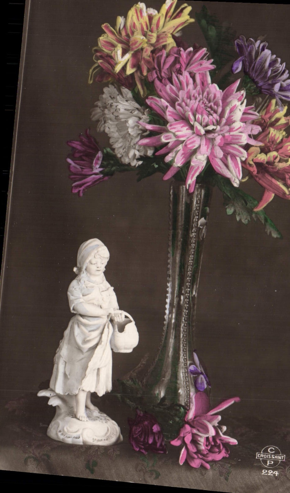 Flores de Santon de la fantasía de la POSTAL de la VENDIMIA