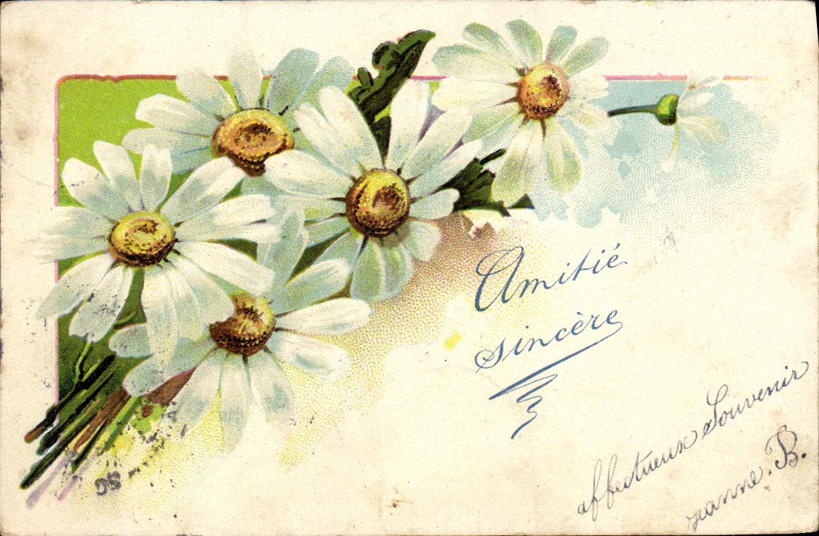 Flores de la fantasía de la POSTAL de la VENDIMIA