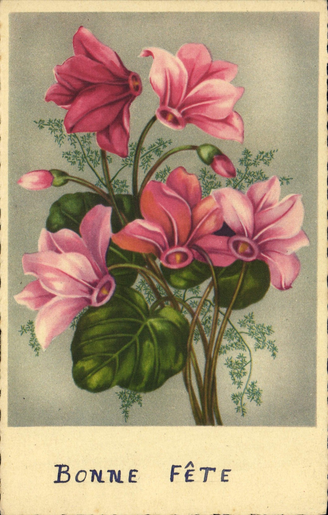 Flores de la fantasía de la POSTAL de la VENDIMIA