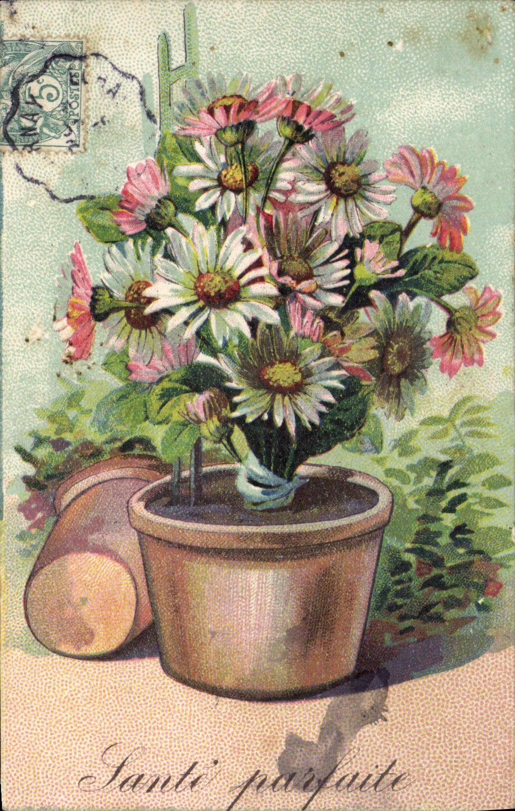 Flores de la fantasía de la POSTAL de la VENDIMIA