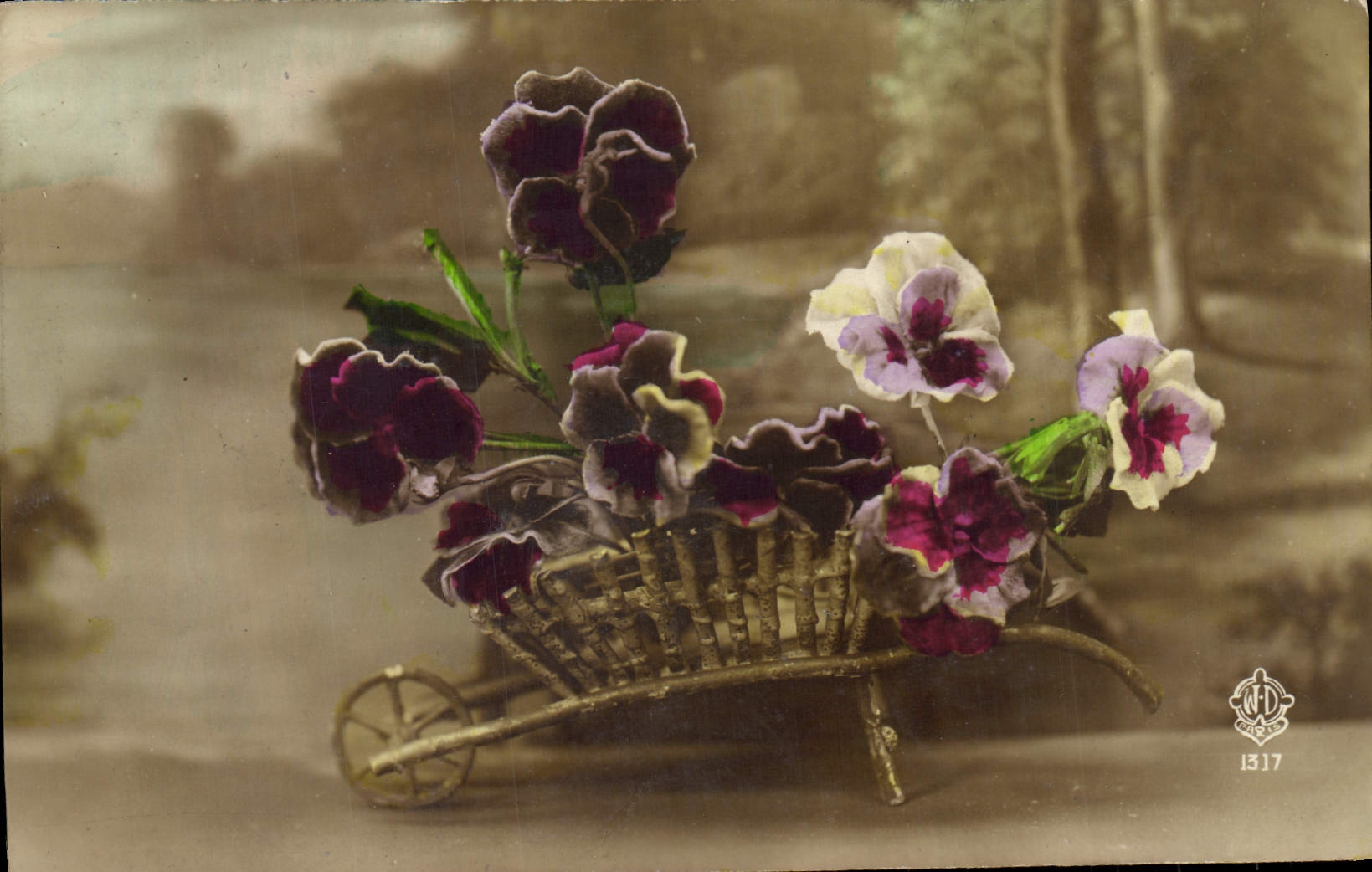 Flores de la fantasía de la POSTAL de la VENDIMIA