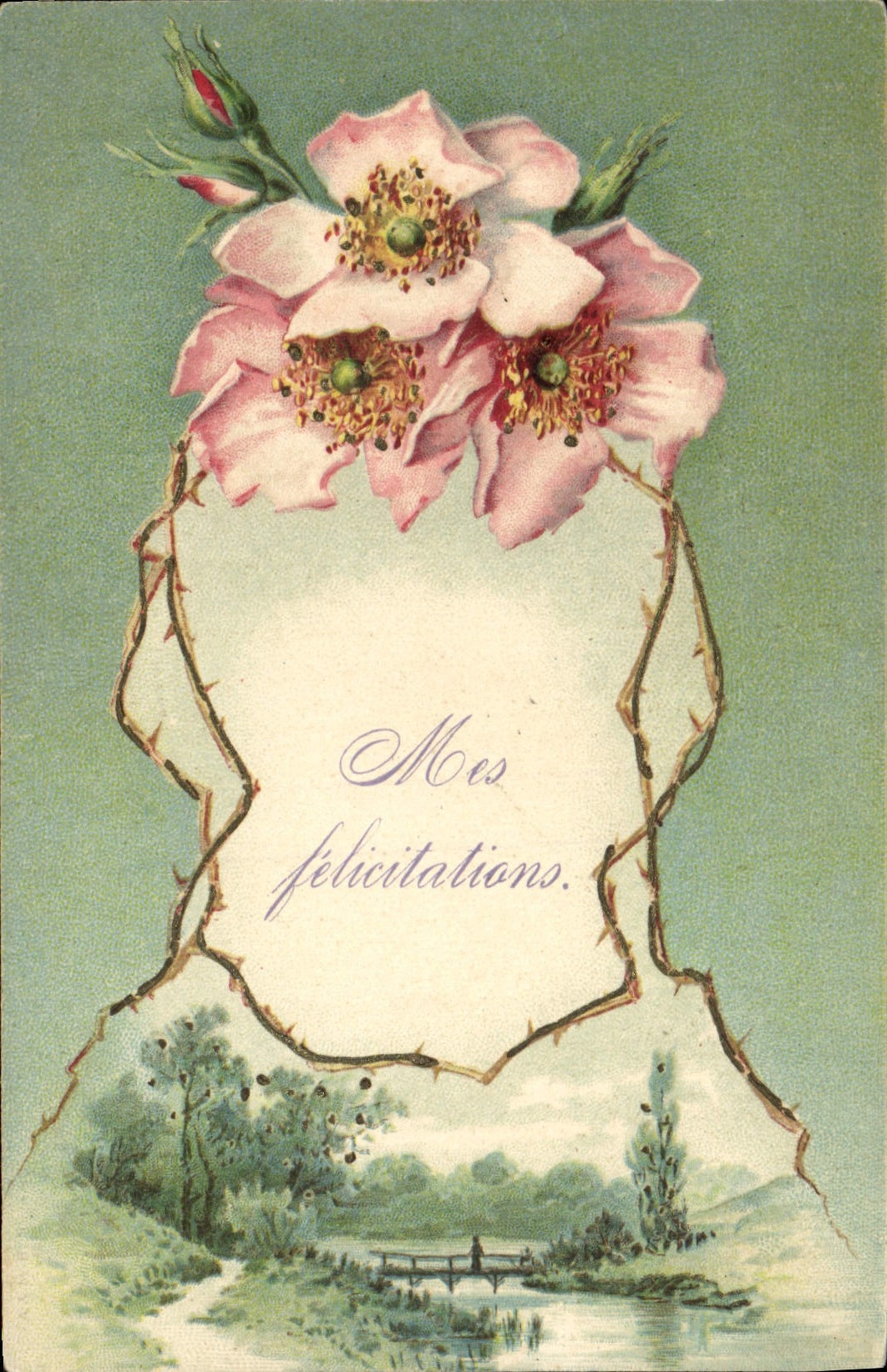 Flores de la fantasía de la POSTAL de la VENDIMIA
