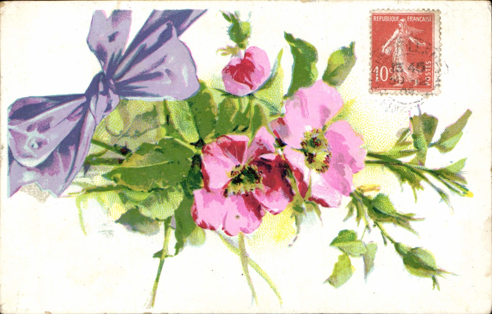 Flores de la fantasía de la POSTAL de la VENDIMIA