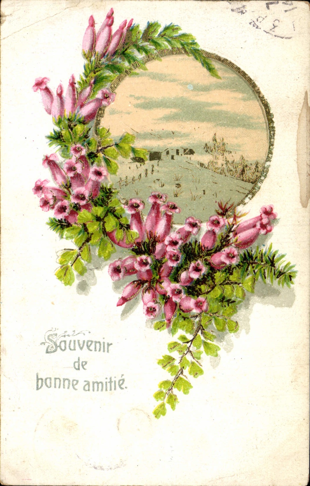 Flores de la fantasía de la POSTAL de la VENDIMIA