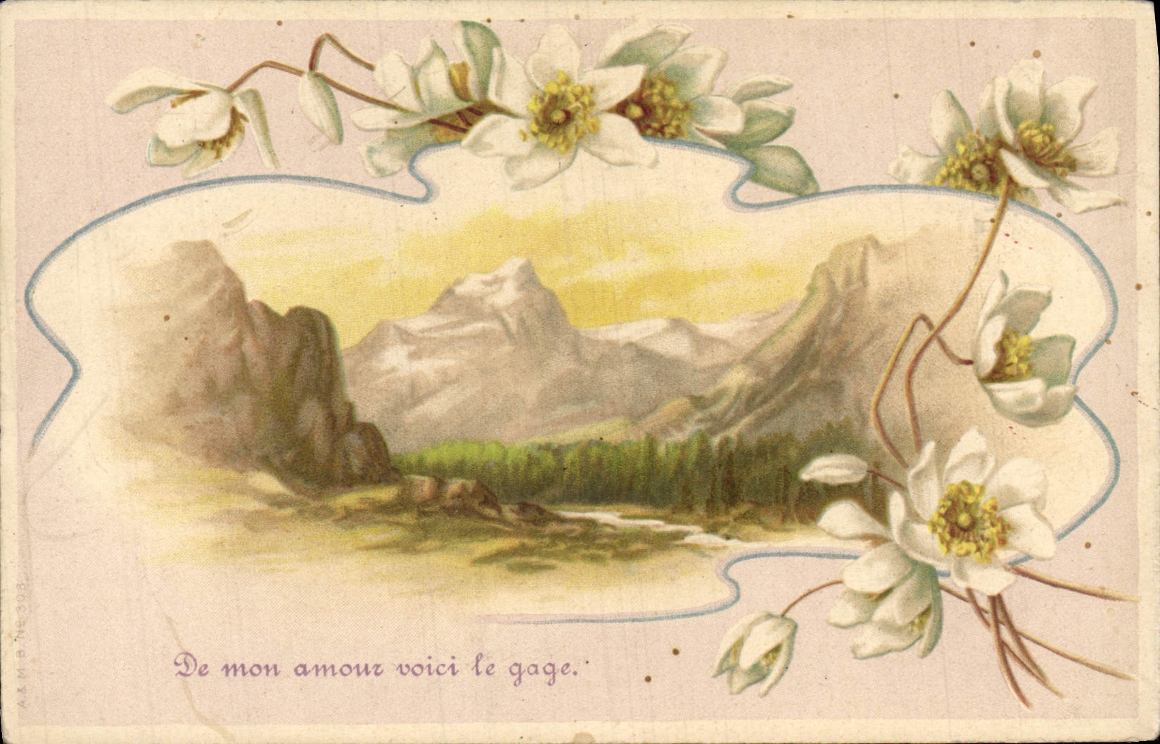 Flores de la fantasía de la POSTAL de la VENDIMIA