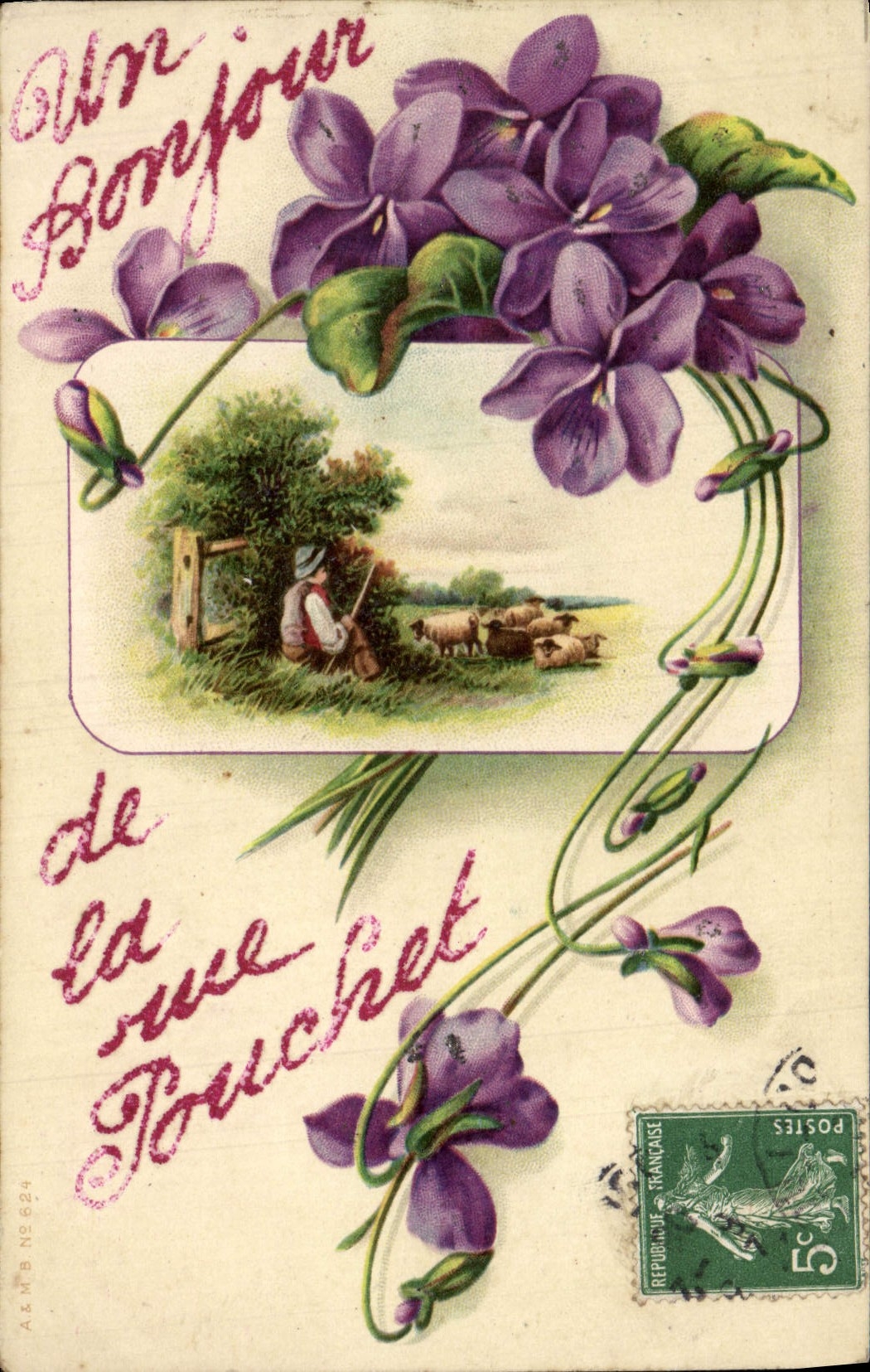 CPA Fantaisie Fleurs Un bonjour de la rue Pouchet 