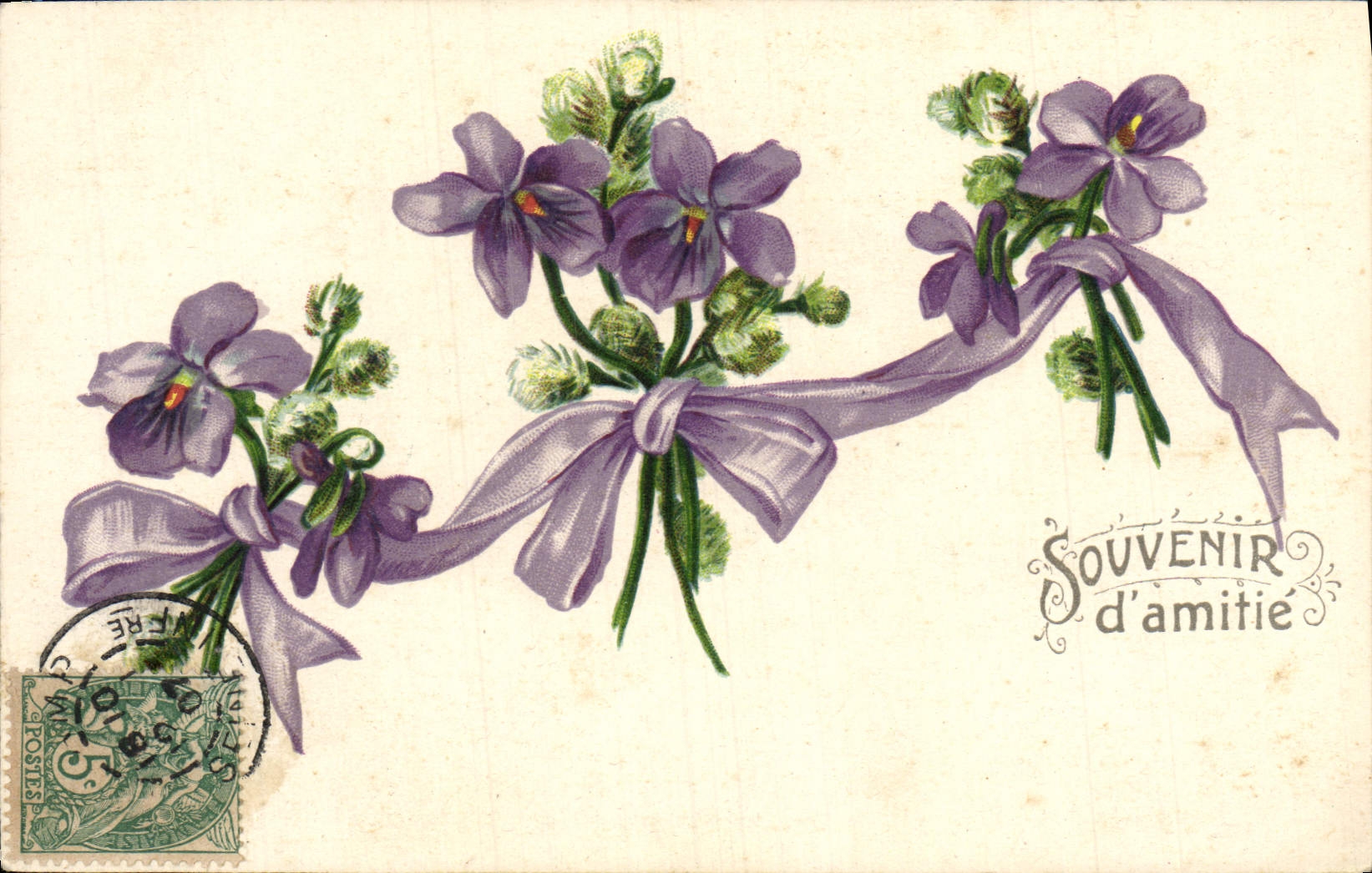 Flores de la fantasía de la POSTAL de la VENDIMIA