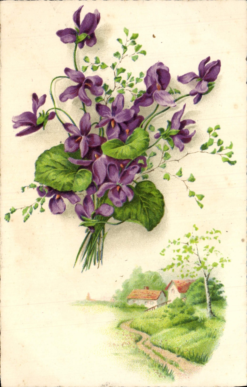 Flores de la fantasía de la POSTAL de la VENDIMIA