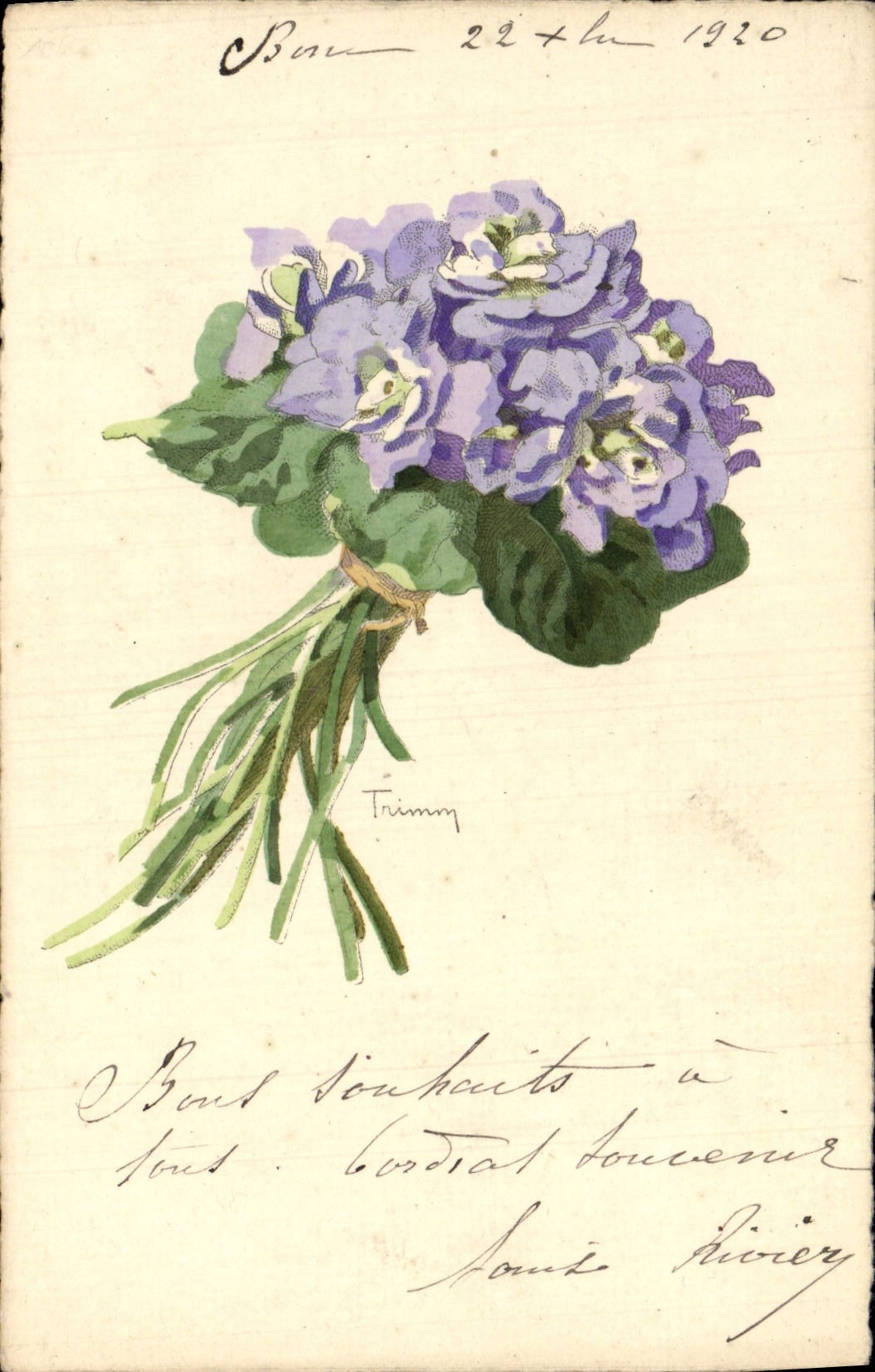 Flores de la fantasía de la POSTAL de la VENDIMIA