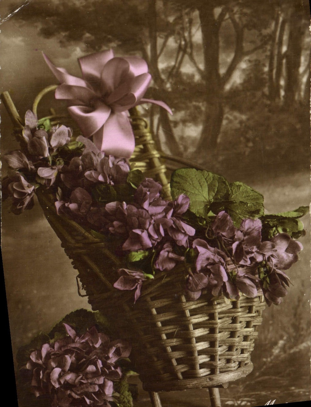 Flores de la fantasía de la POSTAL de la VENDIMIA