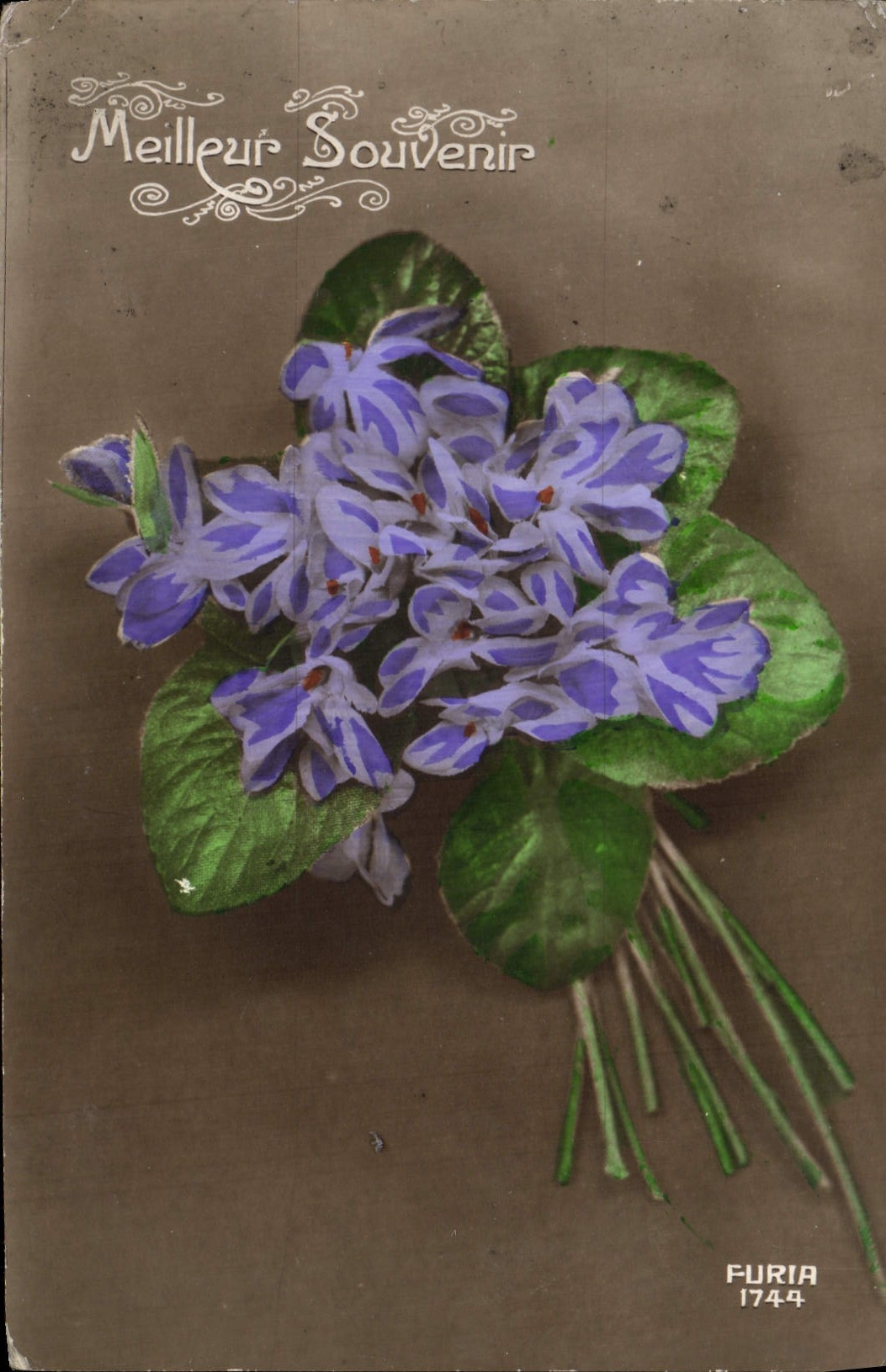 Flores de la fantasía de la POSTAL de la VENDIMIA