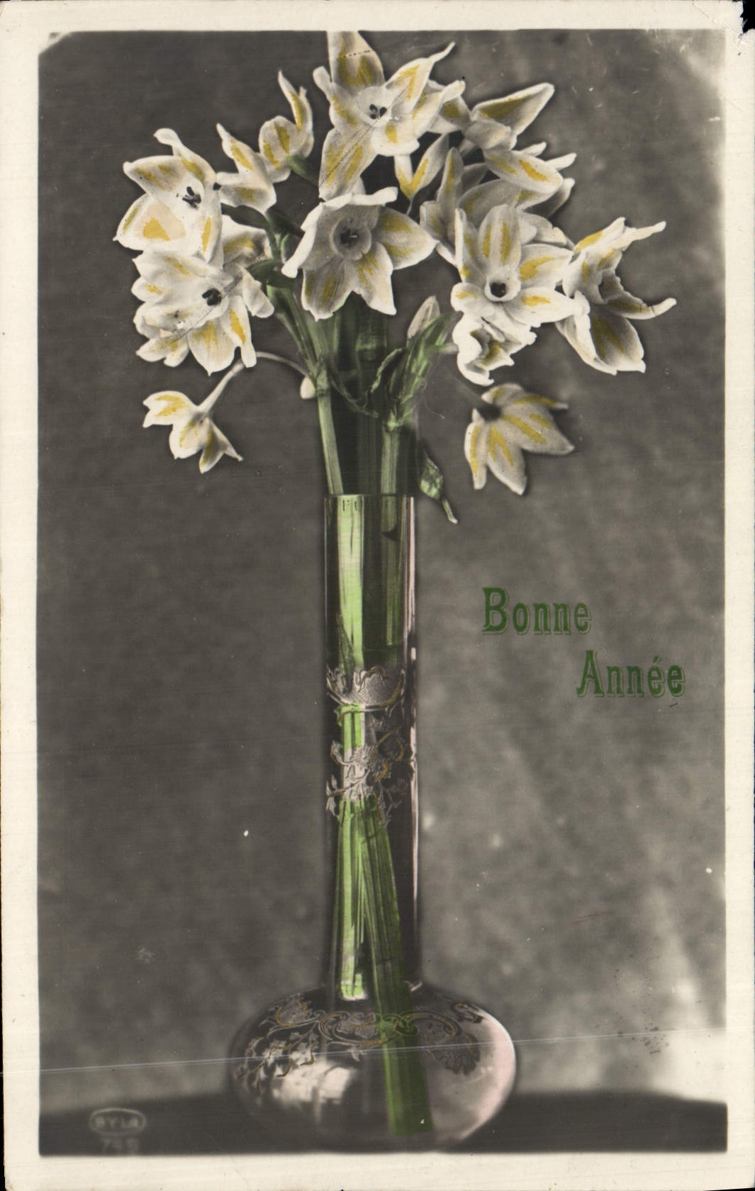 Flores de la fantasía de la POSTAL de la VENDIMIA