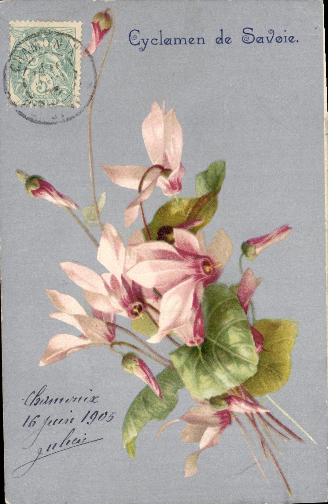 Flores de la fantasía de la POSTAL de la VENDIMIA