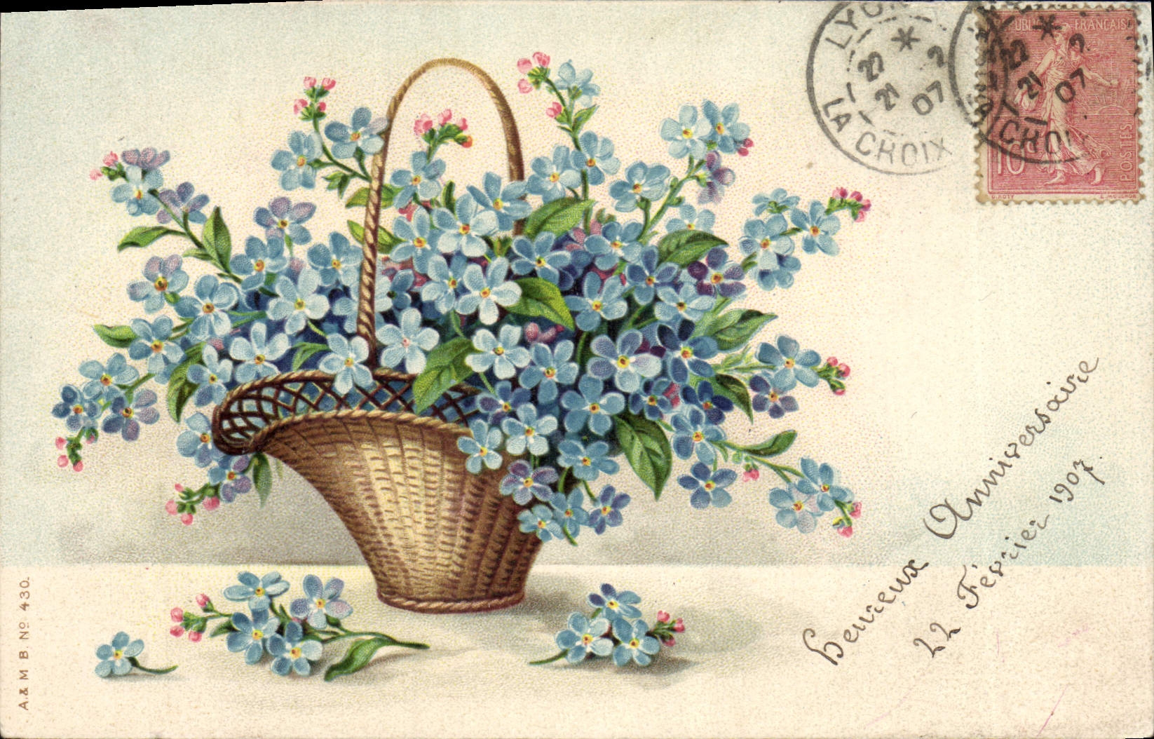 Flores de la fantasía de la POSTAL de la VENDIMIA
