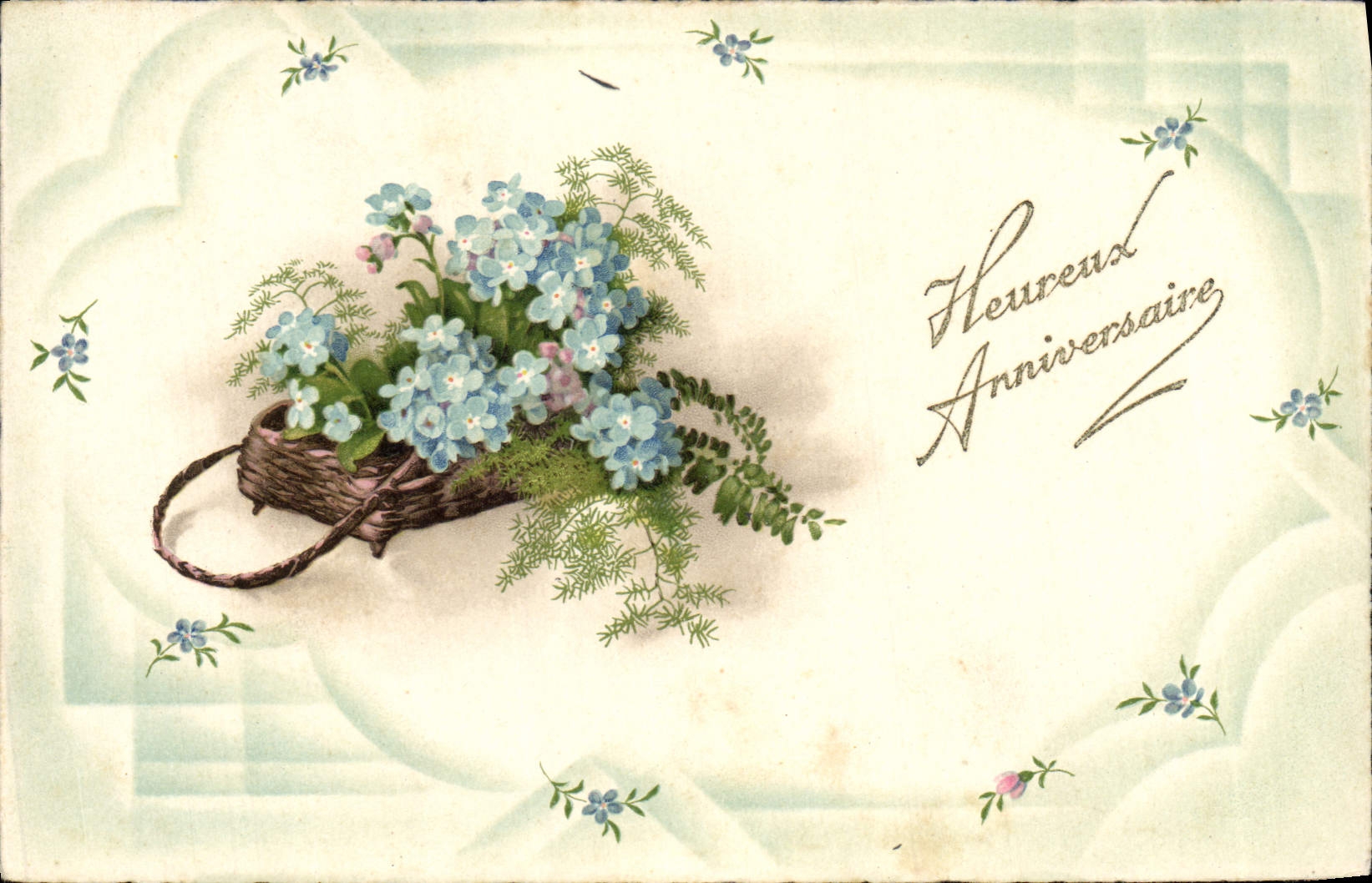 Flores de la fantasía de la POSTAL de la VENDIMIA