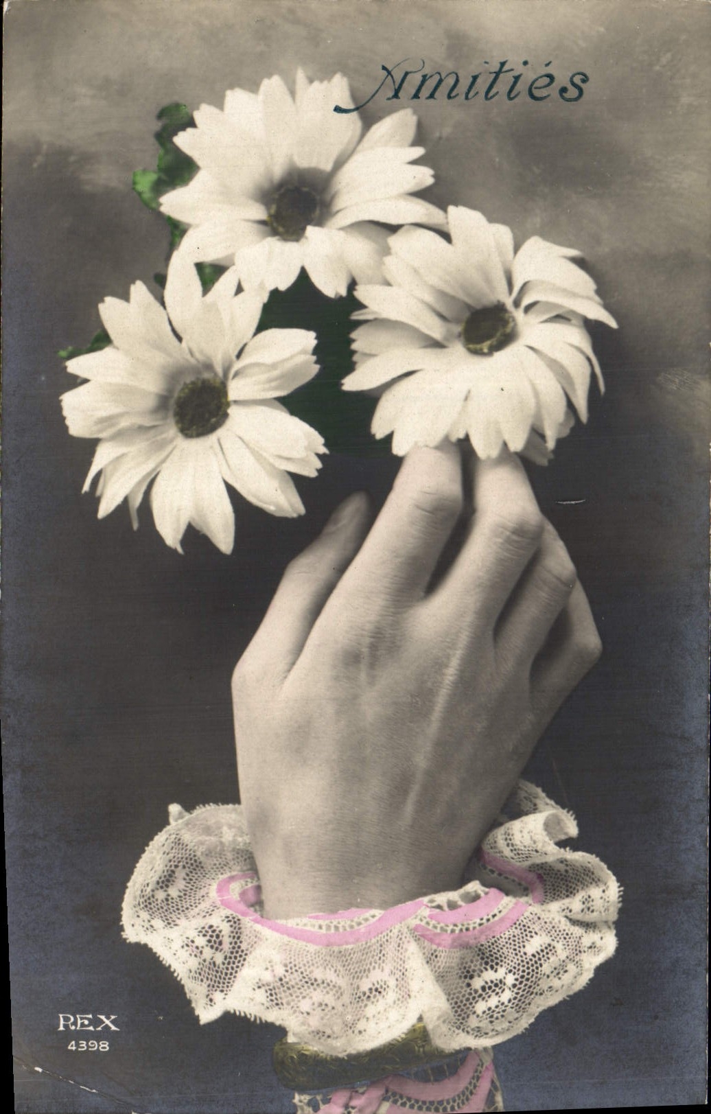 Flores de la fantasía de la POSTAL de la VENDIMIA